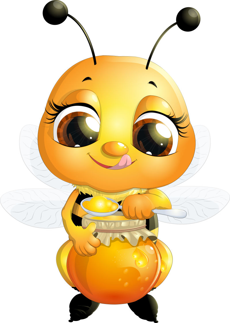 创意矢量吃蜜蜂的卡通小蜜蜂