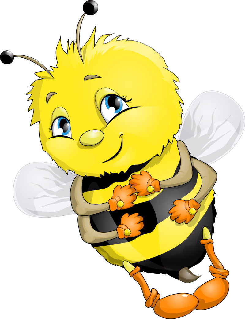 矢量卡通白色背景上蜜蜂