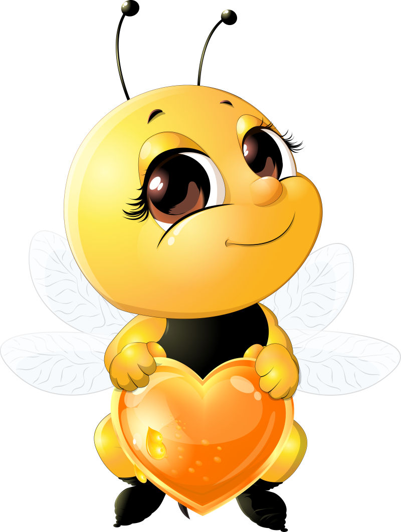 创意矢量抱着蜂蜜心的蜜蜂