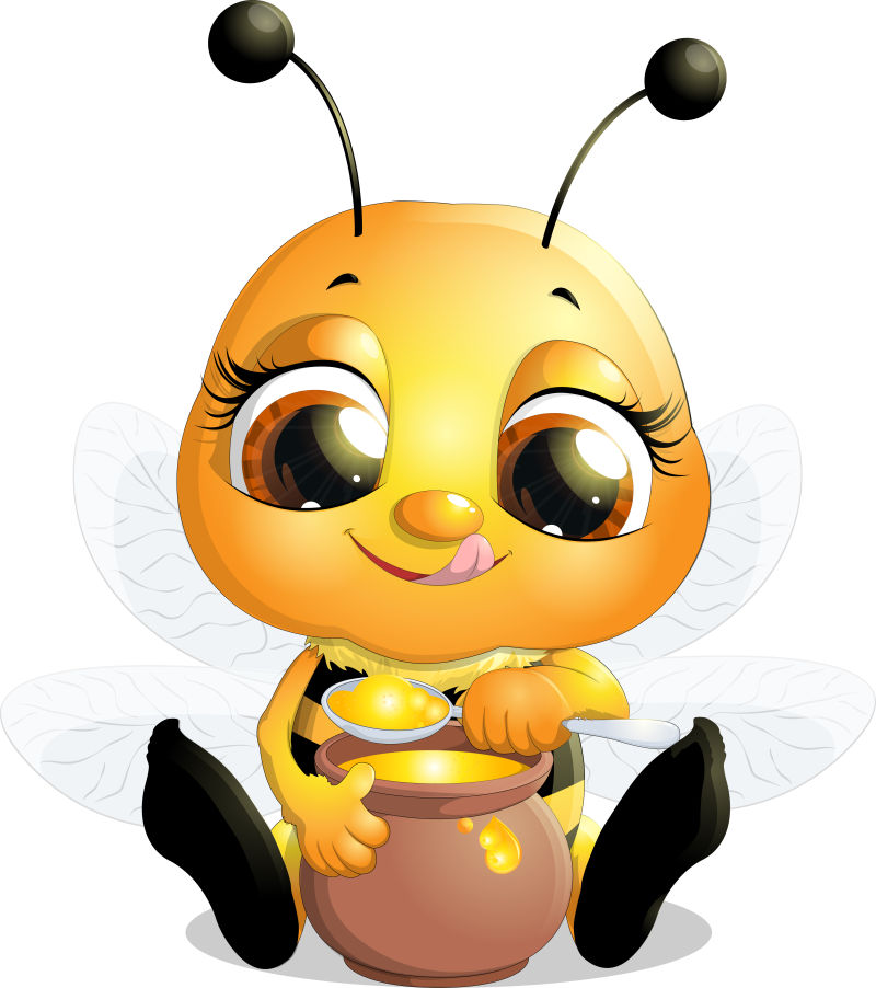 创意矢量偷吃蜂蜜小蜜蜂