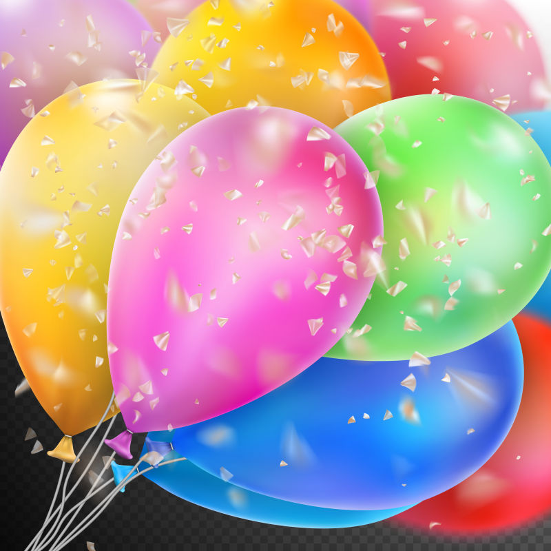 创意彩色气球和纸屑的庆典背景