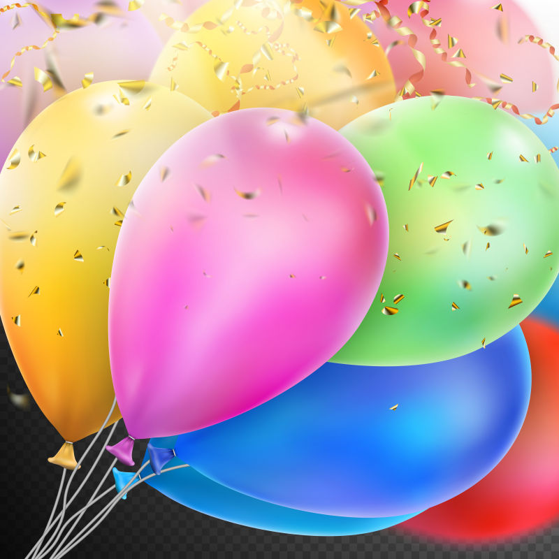 创意彩色气球和纸屑的矢量庆典背景