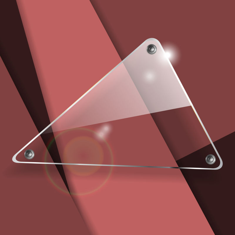 矢量现代红色背景上的透明三角横幅