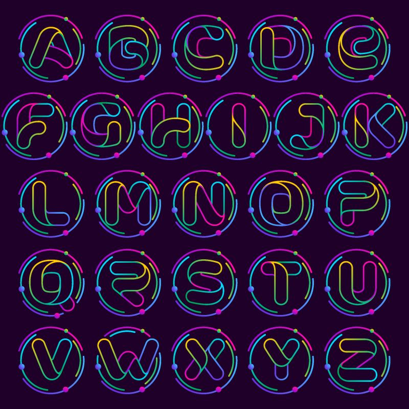 创意矢量彩色霓虹灯元素的字母