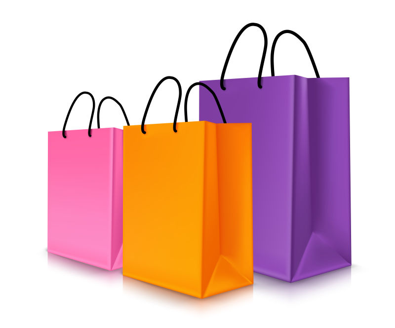 彩色立体的购物袋矢量设计