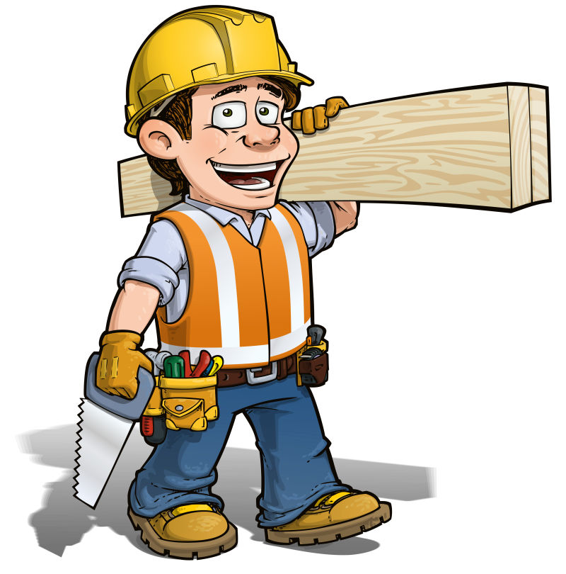 抬着木板的建筑工人矢量插图