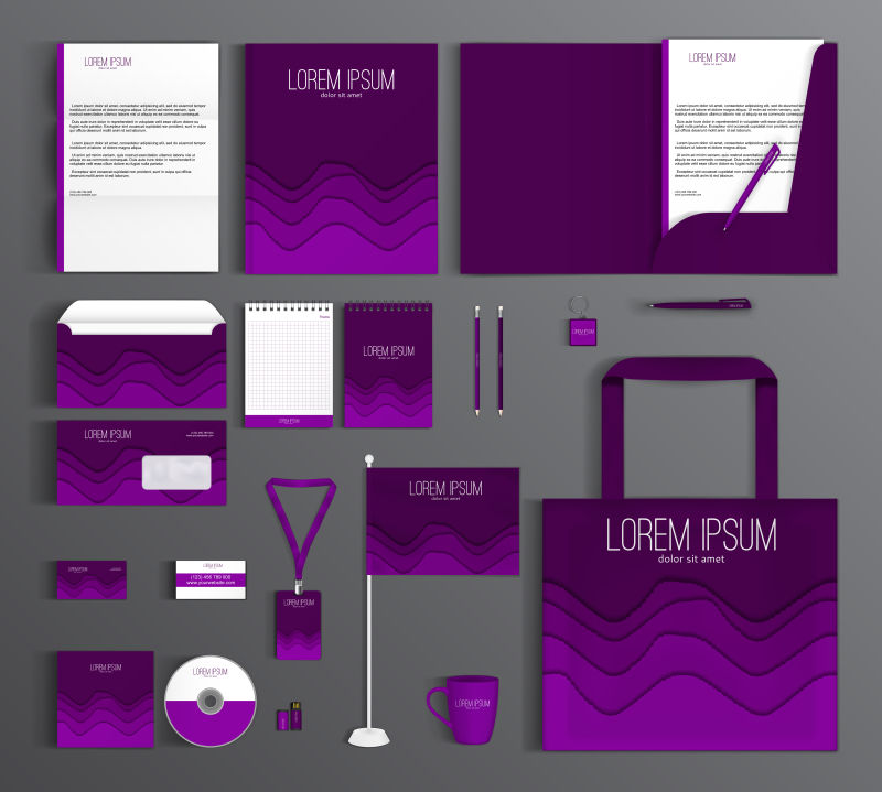 创意矢量紫色波形元素的企业宣传设计