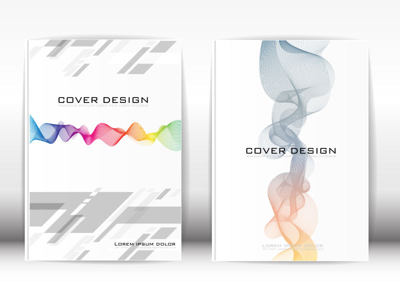 矢量彩色现代线性元素的宣传册封面设计