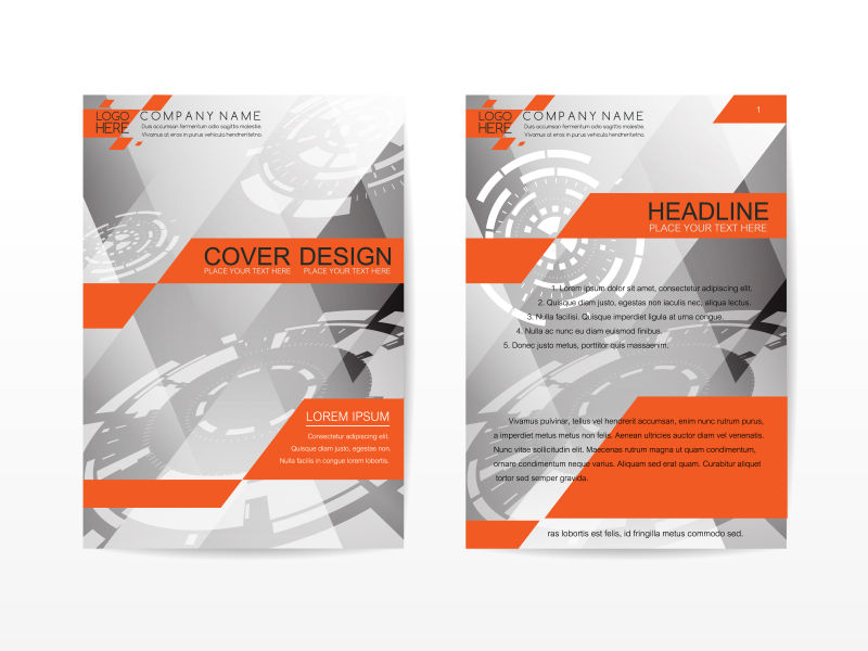 矢量灰色橙色科技感的宣传册封面设计