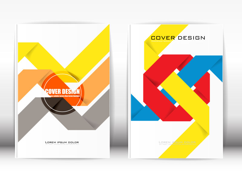 矢量彩色几何折纸元素的宣传册封面设计