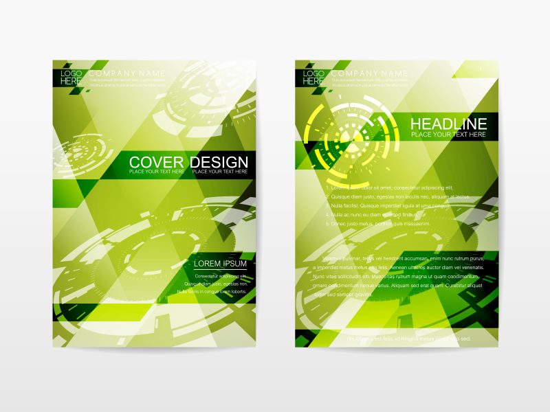 矢量绿色生态主题的宣传册封面设计