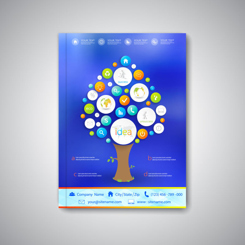 矢量现代创意图标树元素的封面设计