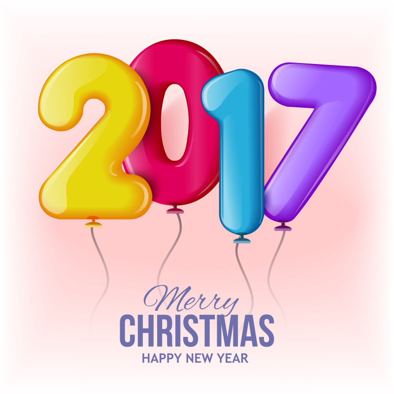 创意矢量气球元素的2017新年背景