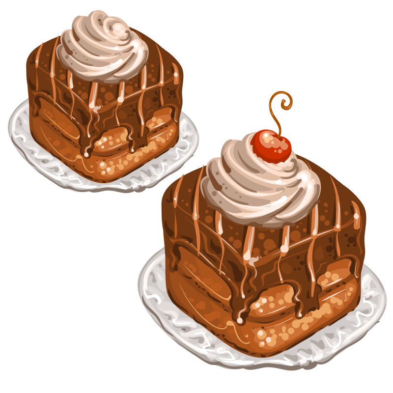 矢量的樱桃巧克力蛋糕插图