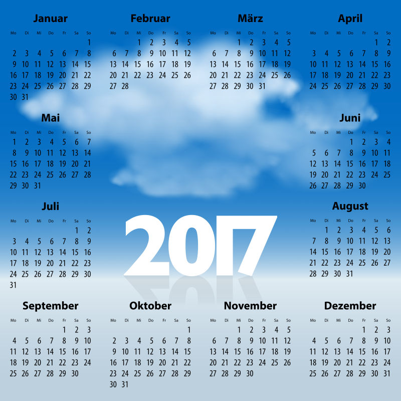 矢量的蓝天背景日历设计