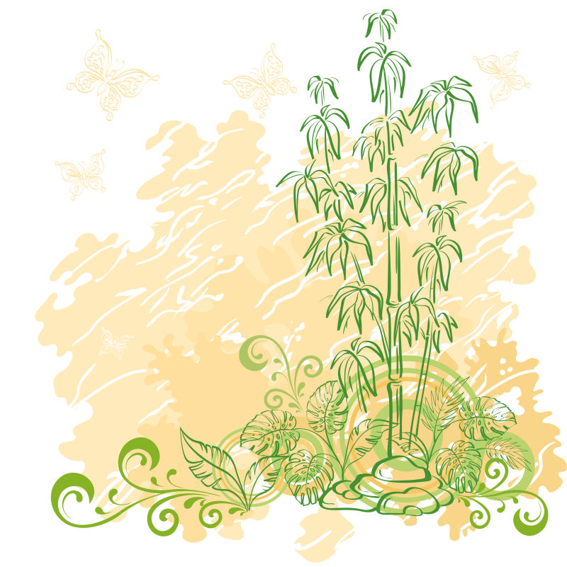 绿色竹子图案的矢量背景