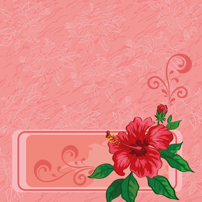 矢量的木槿花图案粉色背景图片素材 木槿花图案的粉色背景矢量设计背景图案素材 Jpg图片格式 Mac天空素材下载
