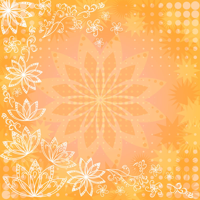 橘色花卉图案的矢量背景