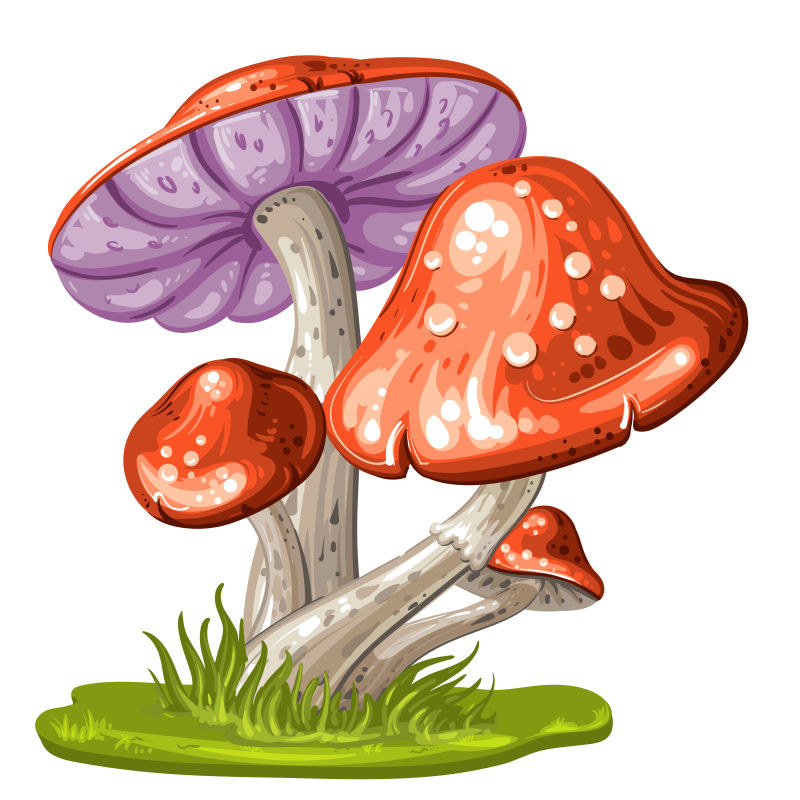 创意矢量卡通红色蘑菇