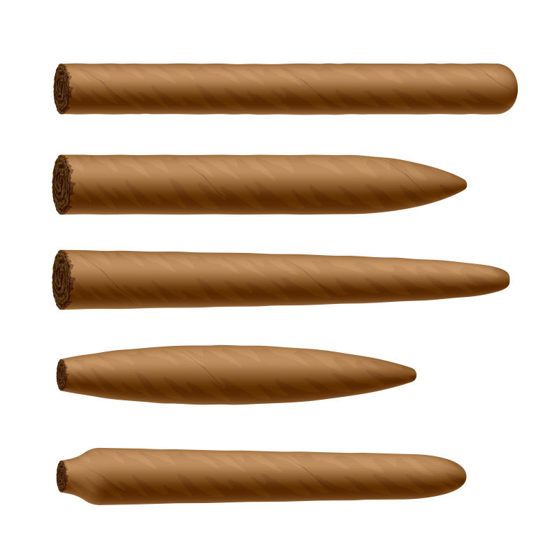 不同形状的雪茄矢量插图