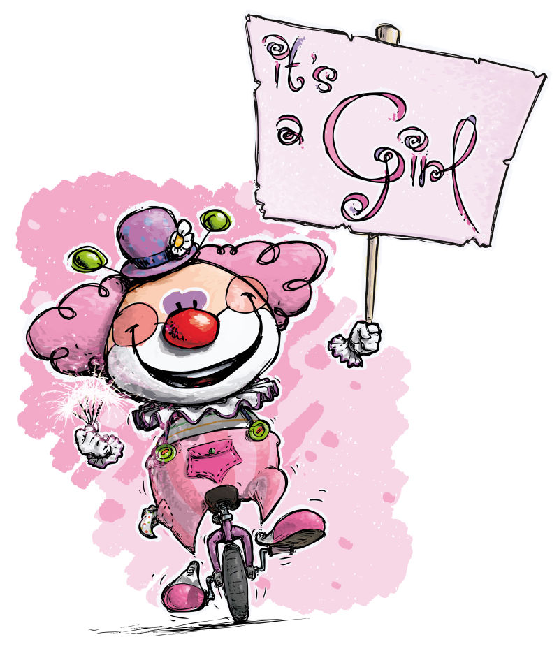 矢量粉色的艺术卡通小丑