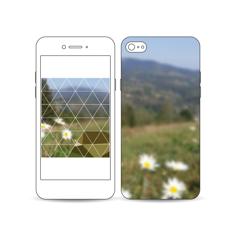 矢量模糊雏菊背景的手机外壳与壁纸