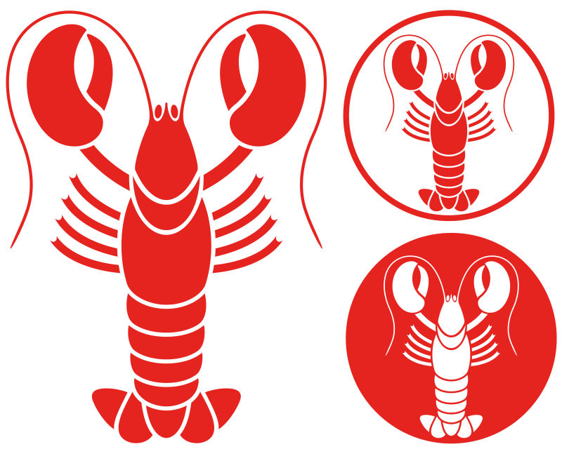 矢量的红色小龙虾标识设计