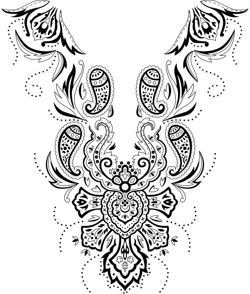 创意矢量蕾丝装饰设计元素的领口插图