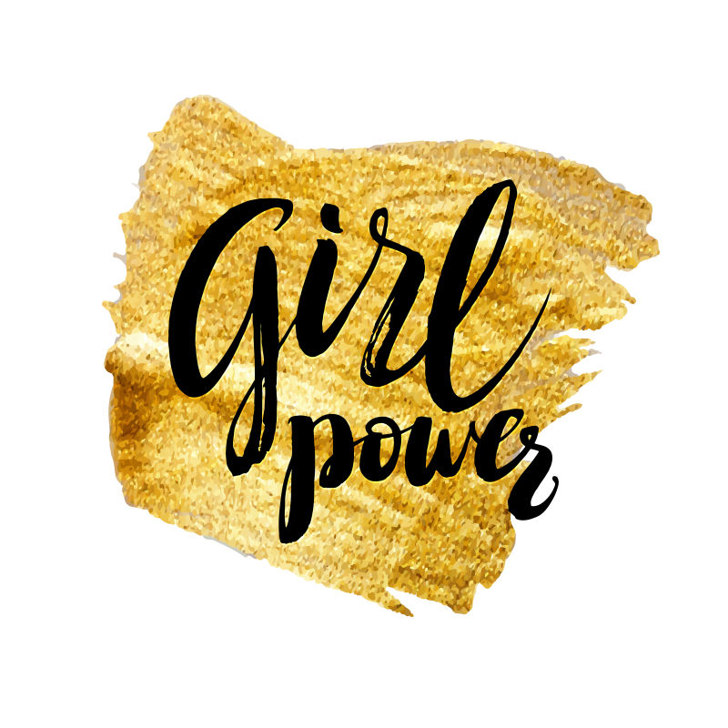 矢量金色涂料上的女孩力量的文字设计