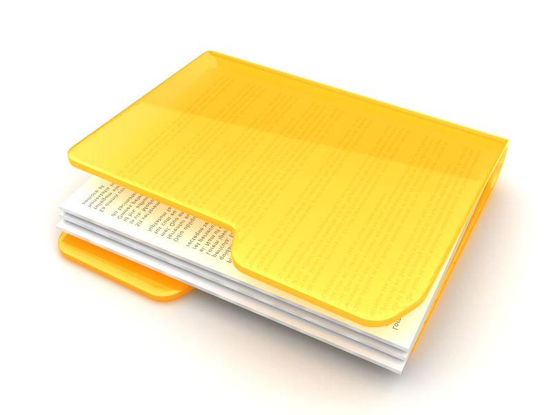 黄色透明外壳的文件夹