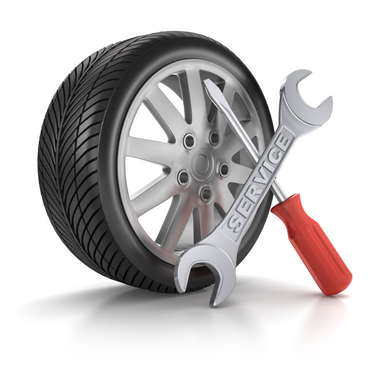 汽车轮胎和修理工具