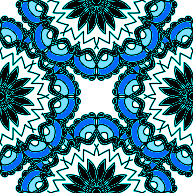 蓝色传统风格的矢量花卉背景