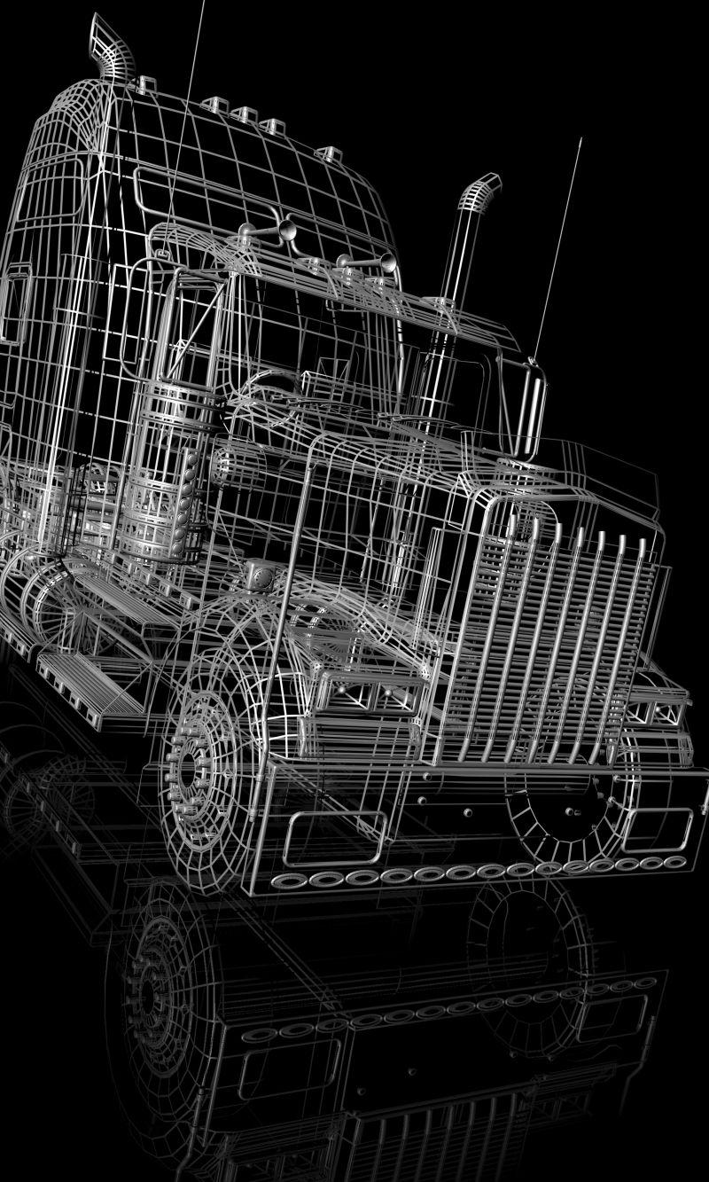 计算机设计的3D卡车轮廓