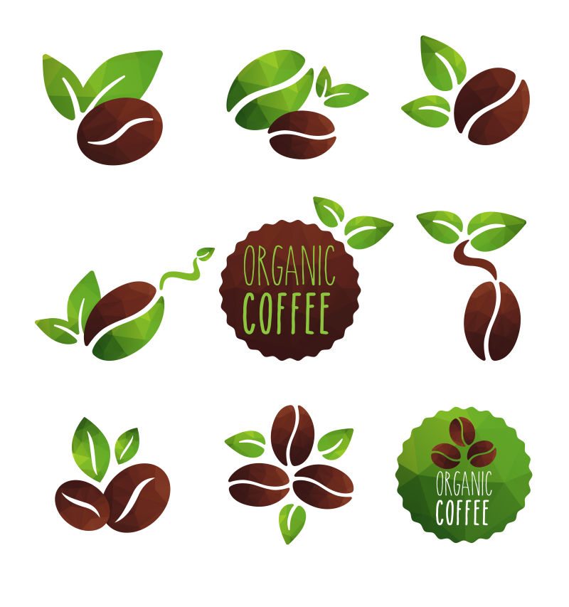 矢量抽象咖啡豆设计插图