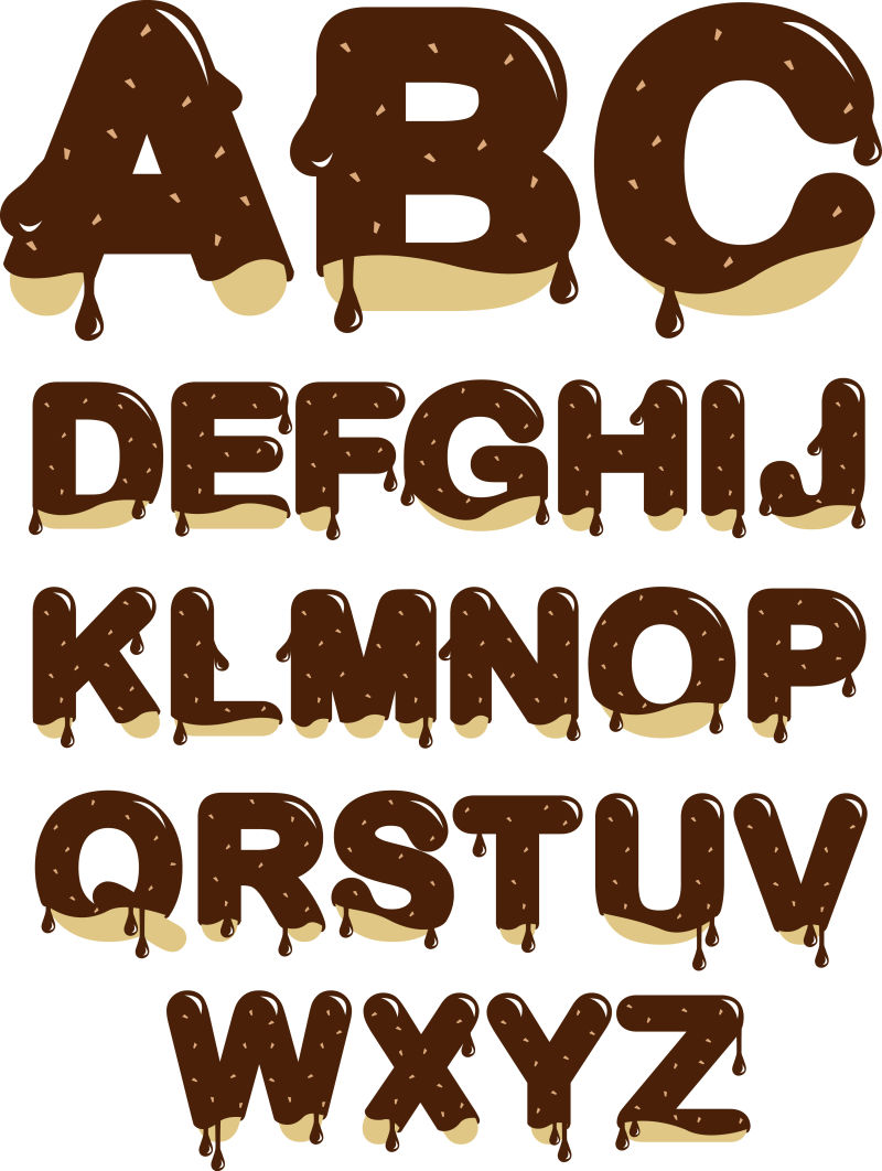 矢量的巧克力字母表设计