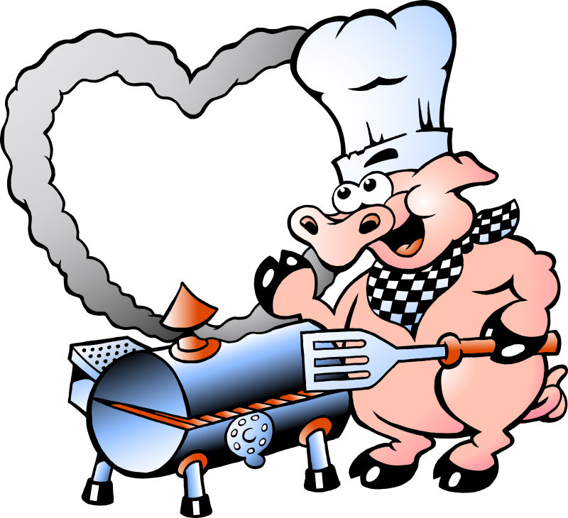 制作烤肉的猪矢量插图