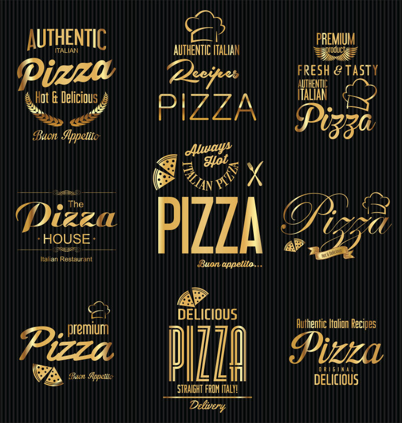创意矢量披萨装饰标签设计
