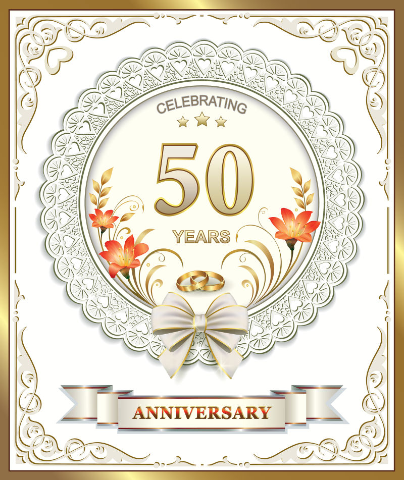 矢量庆祝五十周年的纪念贺卡设计