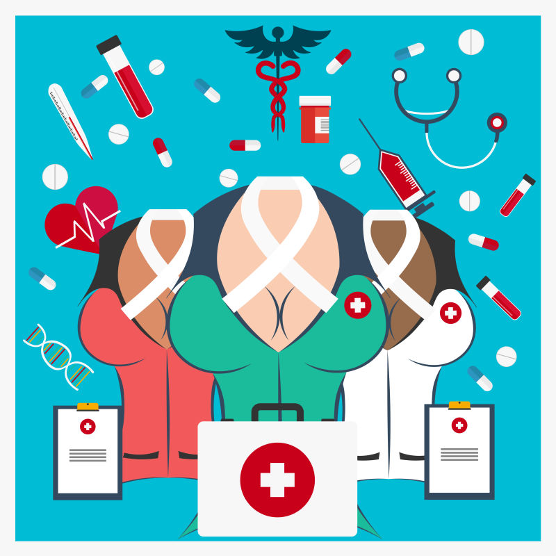 护士装图案的医疗主题插图设计