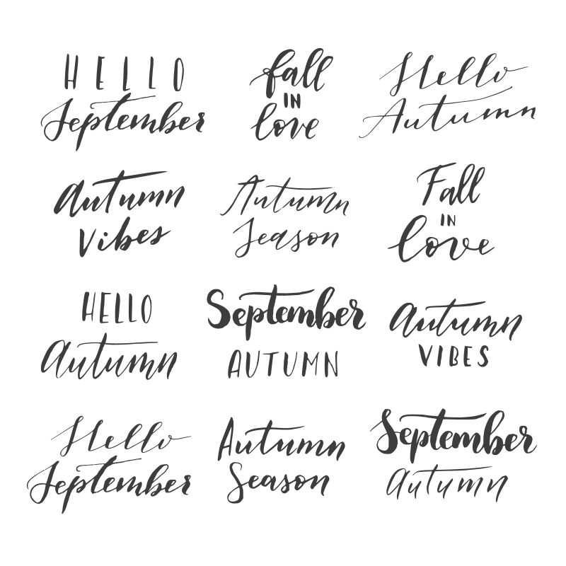 矢量手绘九月创意字体设计