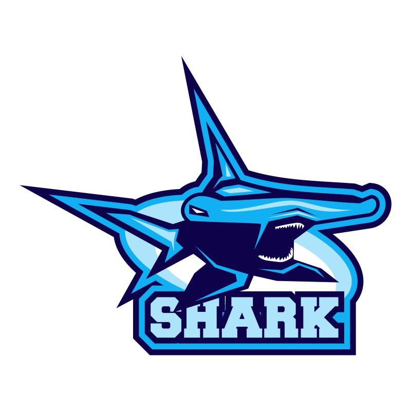 创意矢量鲨鱼元素的蓝色标志设计