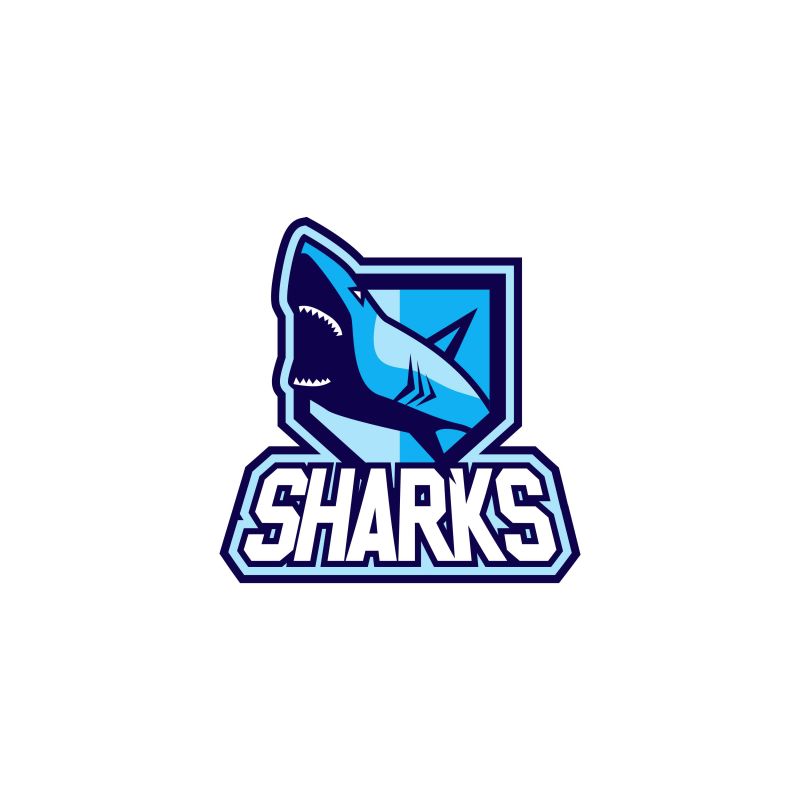 创意矢量蓝色鲨鱼标志设计