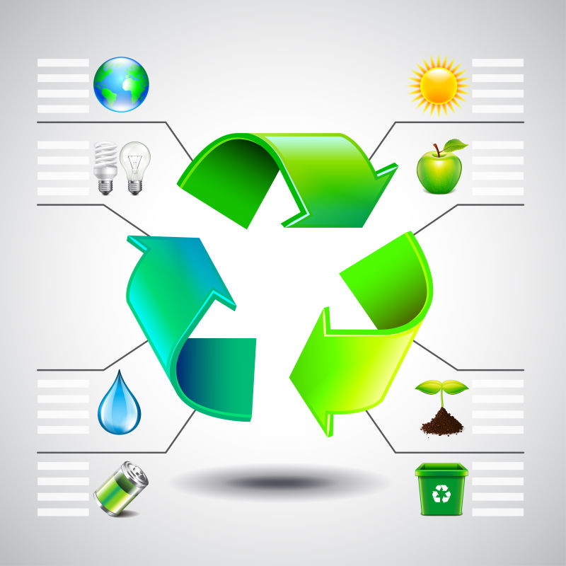 创意矢量绿色回收概念的信息图表设计