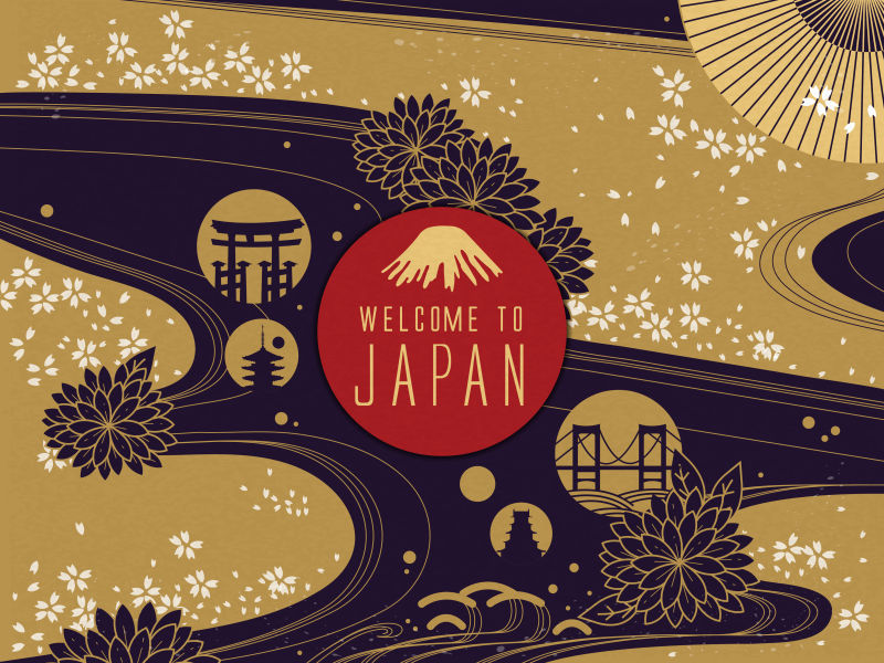 矢量的日本旅游海报设计