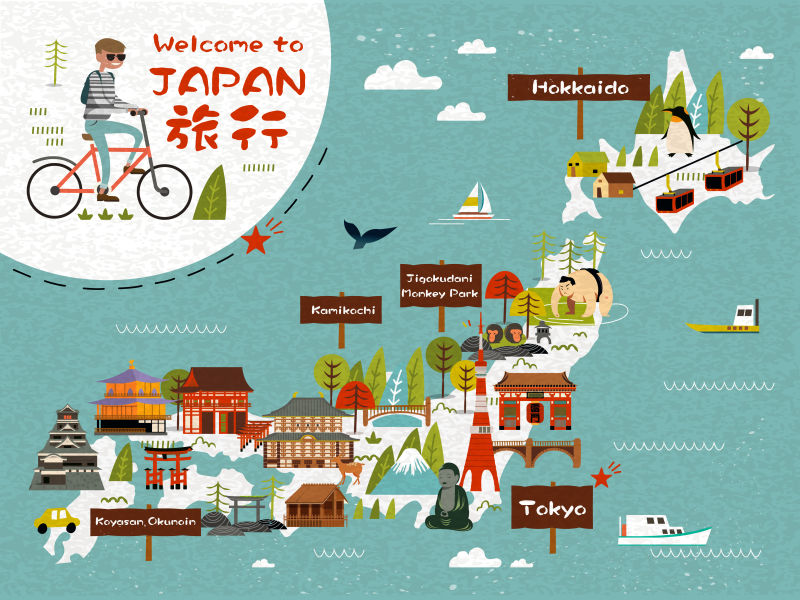创意的日本旅行攻略图矢量设计