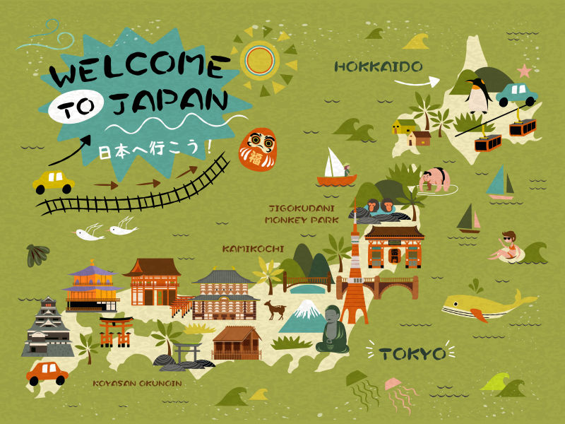 矢量的日本旅游地图设计