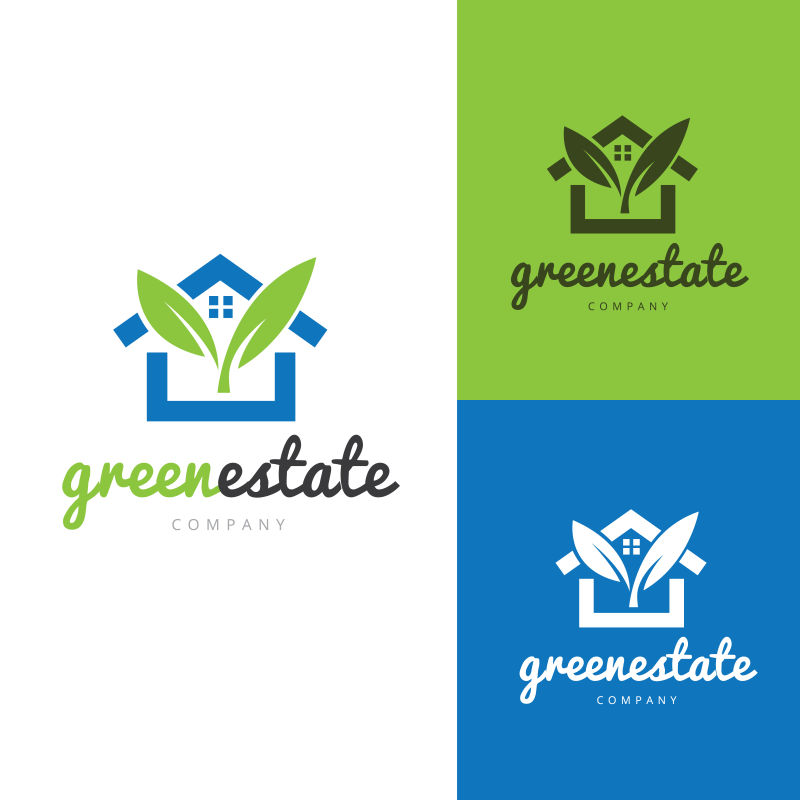 创意矢量绿色房屋的标志设计