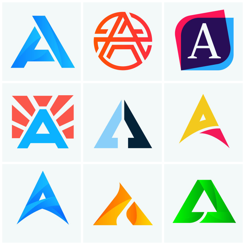 矢量字母A的创意抽象标志设计