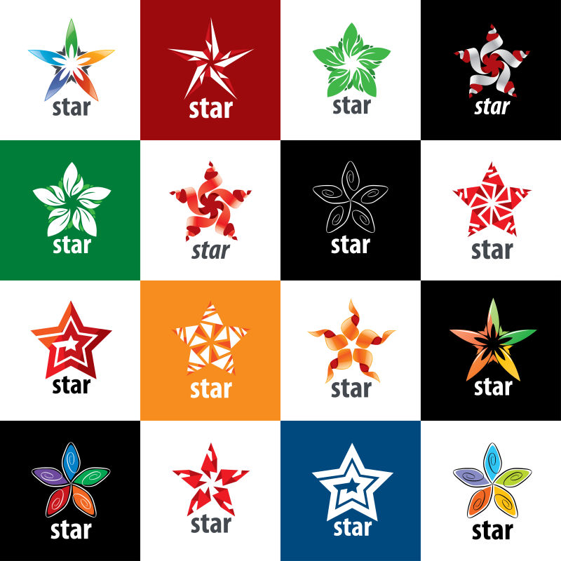 创意矢量抽象五角星型标志设计