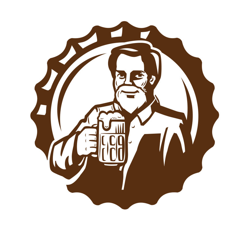 矢量的棕色啤酒标志